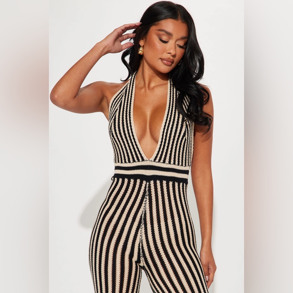 The Sang Knit Wide Leg Halter Neck Jumpsuit